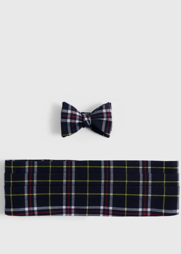 Wool Plaid Bow Tie And Cummerbund Set
