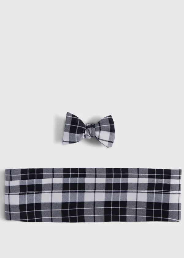 Wool Plaid Bow Tie And Cummerbund Set