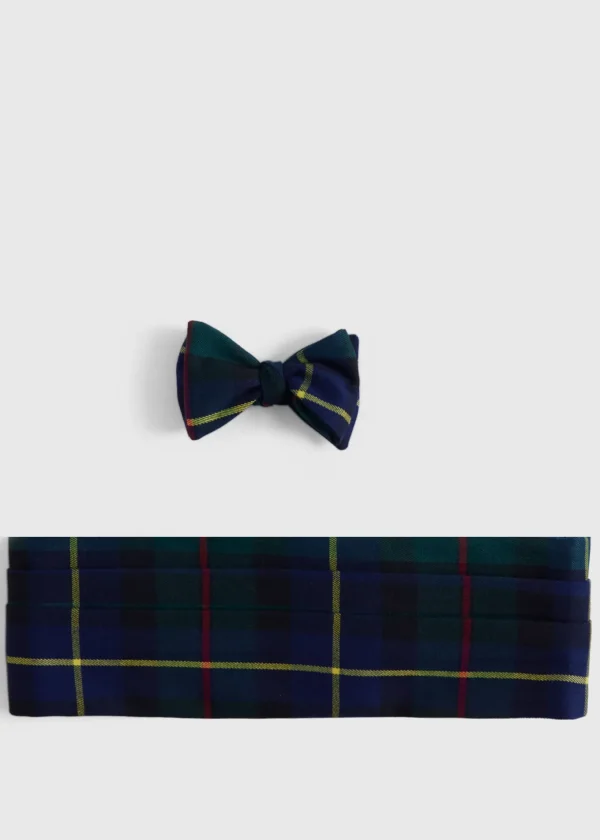 Wool Plaid Bow Tie And Cummerbund Set