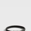 Woven Leather Bracelet With Sterling Silver