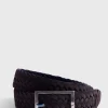 Woven Suede And Wool Reversible Belt