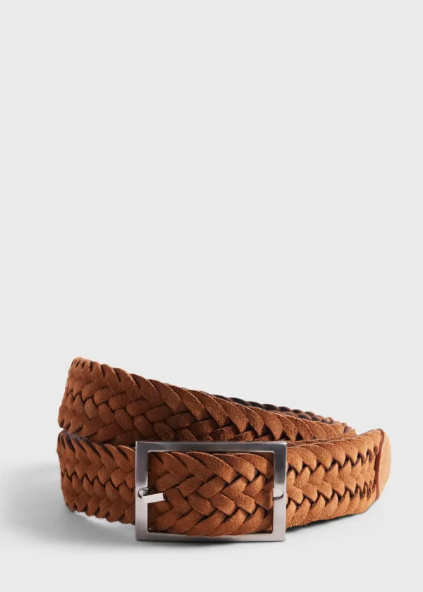 Woven Suede And Wool Reversible Belt