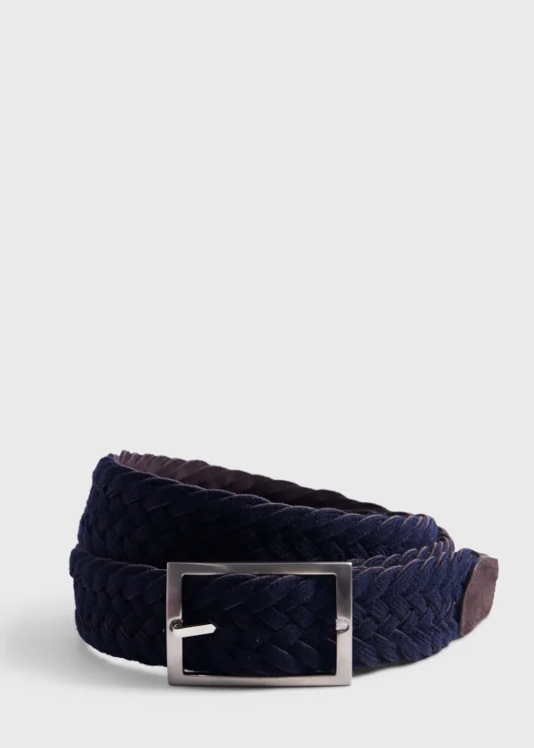 Woven Suede And Wool Reversible Belt
