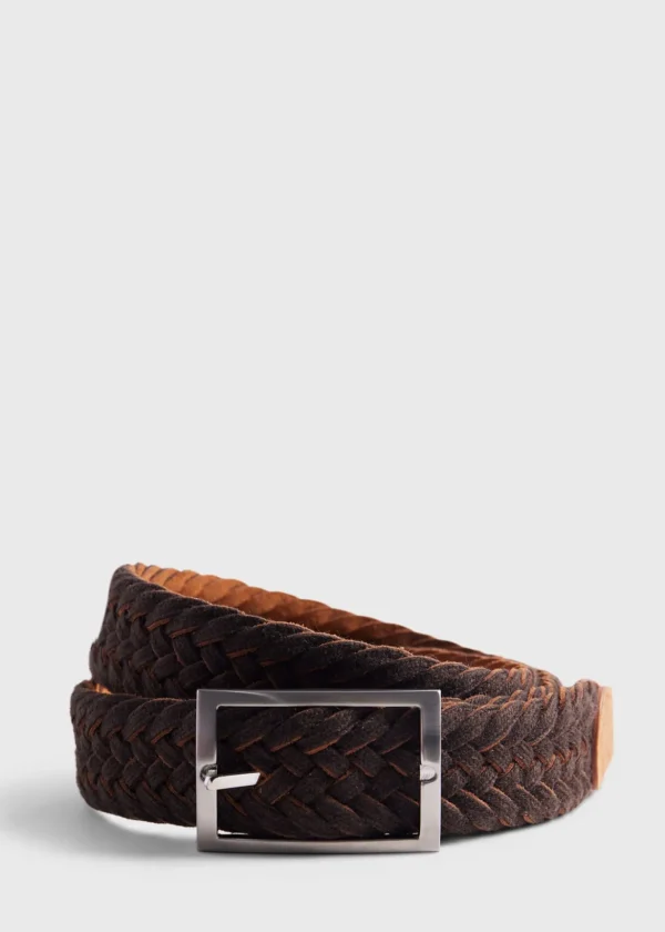 Woven Suede And Wool Reversible Belt