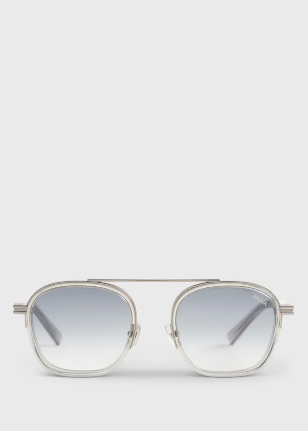 Zegna Shiny Metal With Gradient Smoke Lens